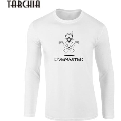 TARCHIA Mens T Shirts DIVEMASTER Long Sleeve T Shirt Cotton Clothing Men T-Shirt Casual O-Neck Hip Hop Tees Tops Homme