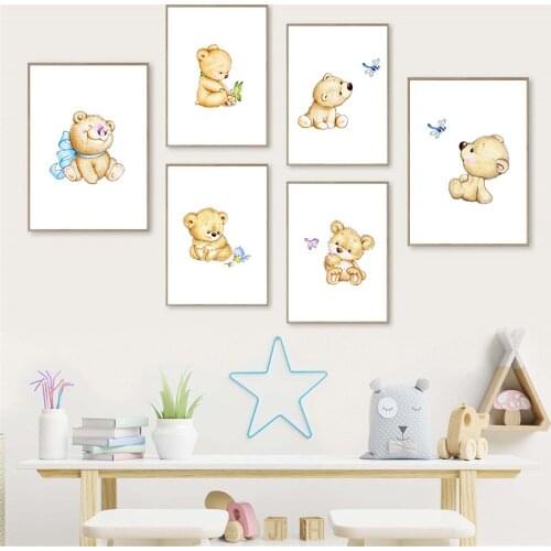 Baby Bear Animal Art Canvas Painting Child Nursery Wall Art Print Nordic Posters And Prints Wall Pictures Kids Room Decoration