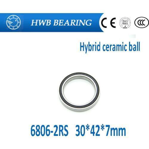 Free shipping 2PCS 6806 61806 2RS Si3N4 Ceramic Ball Bearing Rubber Sealed BB30 Hubs 6806-2RS 30x42x7mm