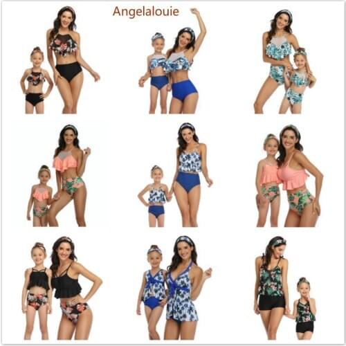 2PS Mommy and me swimsuit Mother and Daughter Swimsuit mommy and me Swimwear Bikini 2019 Summer Family Matching Outfits Swimsuit