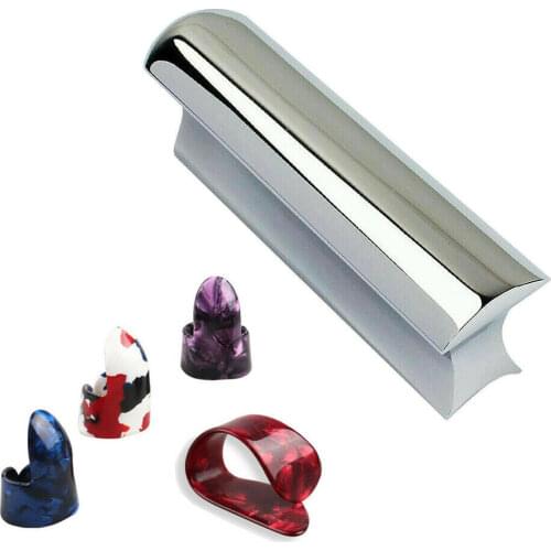 Lap & Pedal Steel Guitar Slide Metal Steel Tone Bar Stick & Guitar Finger Picks For 6-string Hawaiian Electric Guitars