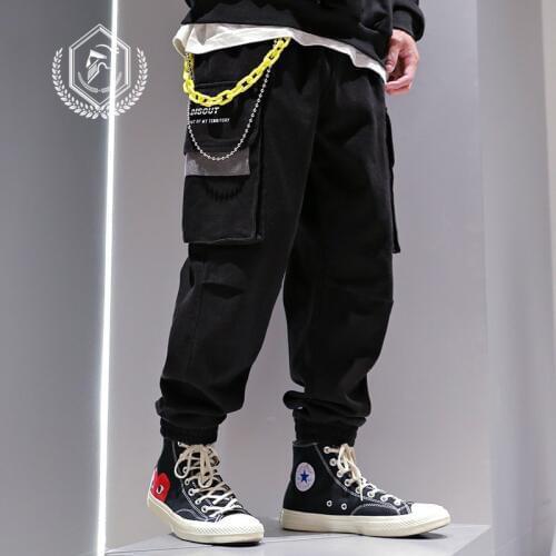Men Loose Safari Style Pockets Harem Jogger Pants Fashion Ankle-Length Hip Hop Pants