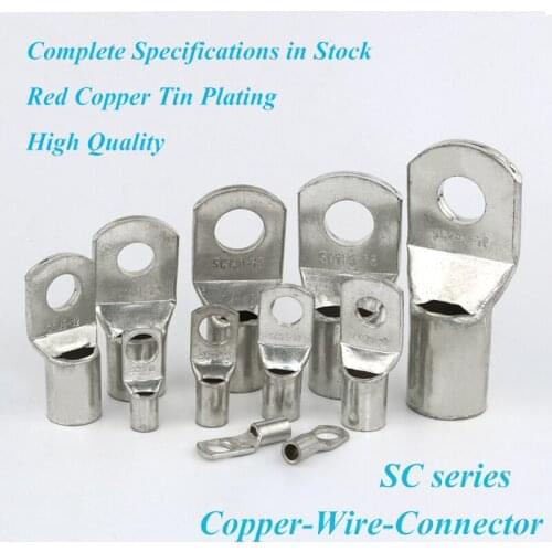 Copper Cable Lug Kit Bolt Hole Tinned Cable lugs Battery Terminals copper nose Wire connector Bolt Hole Tinned Copper Cable lugs