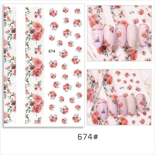 Flowers sticker for nail art decoration Japanese style 3D manicure decoration lettters ultra thin nail adhesive YJ032