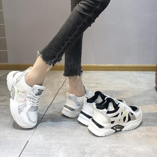 2020 spring and autumn new breathable womens shoes old shoes womens thick bottom color matching casual sports shoes X427