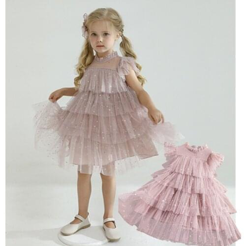 3-8 Years Flower Girl Dresses Kids Dress 2021 Summer Clothing Kids Dresses For Girls Mesh Cake Princess Dress Dress for Girls