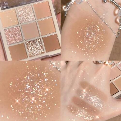 Milk Tea Nine Color Eyeshadow Palette Ladies Eyeshadow Shiny Eyeshadow Acrylic Nude Colors Earth Color Eyeshadow Cosmetics
