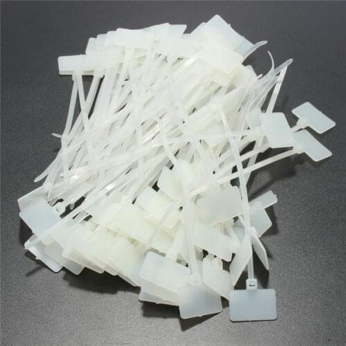50pcs Plastic cable ties with labeling field white nylon M3x100mm M3x110mm M4x150mm M4x200mm