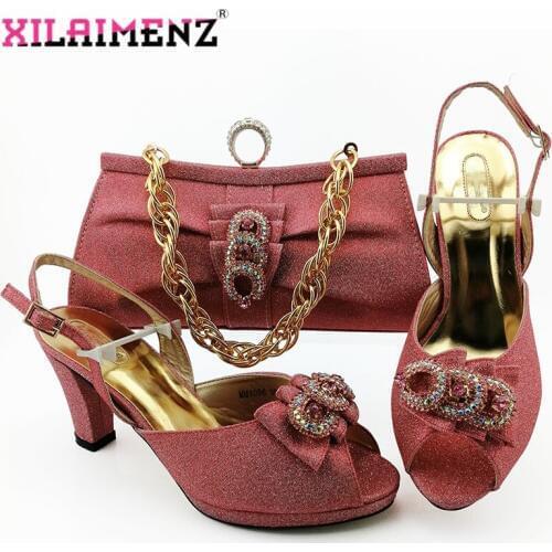 Latest 2019 Nigerian Shoes And Bag Set Super High Heels Party In Women Fashion African Matching Shoe And Bag Set For Royal Party