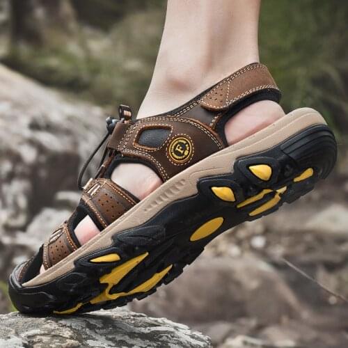 Summer Mens Shoes Genuine Leather Sandals For Men Outdoor Beach Casual Slippers Trekking Breathable Fashion 2021 New Sandalias