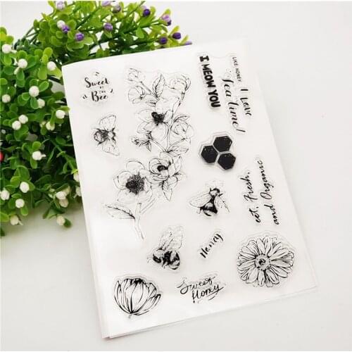 11*16CM Bee Flower Transparent Clear Stamp Silicone Stamp/Seal DIY Scrapbooking/Photo Album Easter Stamp Sheets