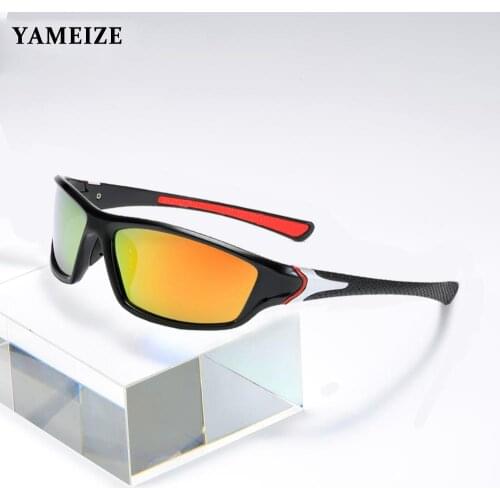 YAMEIZE Polarized Sunglasses Men Sports Glasses Unisex Square Outdoor Sport Sun Glasses Mens Driving Shades Fishing Glasses UV