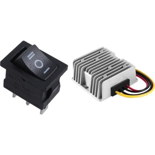 SPDT ON-OFF-ON 3 Position Snap in Boat Rocker Switch 250V/6A 125V/10A with 12V TO 24V 15A 360W Dc Converter