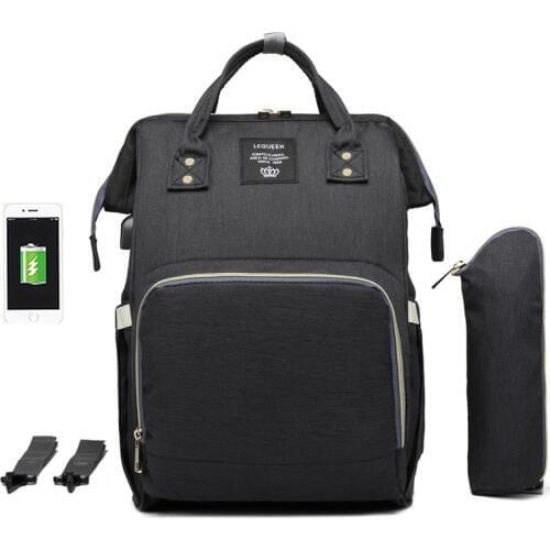 LEQUEEN Diaper Bag Mummy Backpack Baby Stroller Bag Waterproof Oxford Daddy Handbag Nursing Nappy USB Maternity Bag Pregnant Bag
