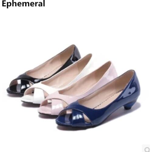 Ladies Black Blue Wedges Shoes Peep Toe Spike Heel Patent Leather High Heels Pumps Plus Size 11 12 10 Mujer Zapatos Brand Shoes