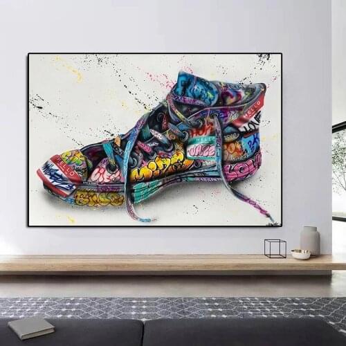 Street Graffiti Art Creative Shoes Canvas Painting Abstract Modern Posters and Print Wall Art Picture for Living Room Home Decor