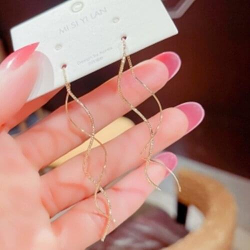 Korea Earrings Fashion Jewelry Long Wavy Tassel Earline Temperament Statement Earrings Oorbellen Earrings For Women Luxury