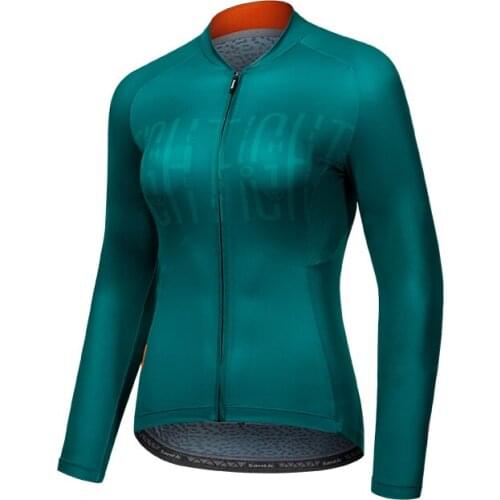 Santic Cycling Jersey Long Sleeve Women Full Zipper Breathable MTB Bicycle Shirt Reflective Mountain Bike Clothing Asian Size