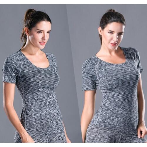 Women Sport tshirt Compression T Shirt Women Fitness T-Shirt Yoga Sports Seamless Shirt Womens Women Running Workout Top Sports