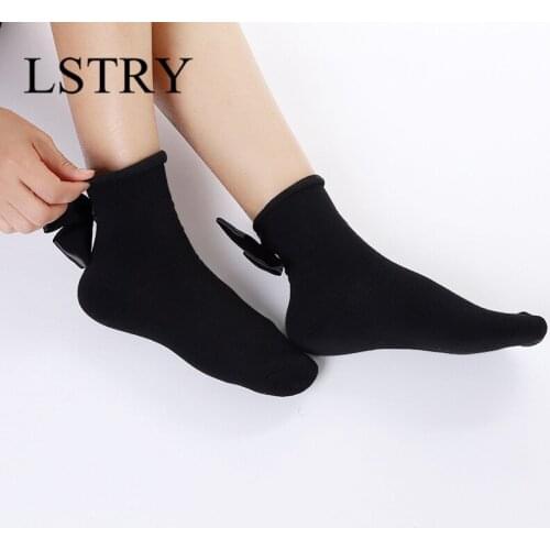 Women Harajuku Sweet Japanese Style Short Socks Lstry Lovely Lolita Candy Color Bow Cotton Socks Princess Socks Bow Ladies Socks
