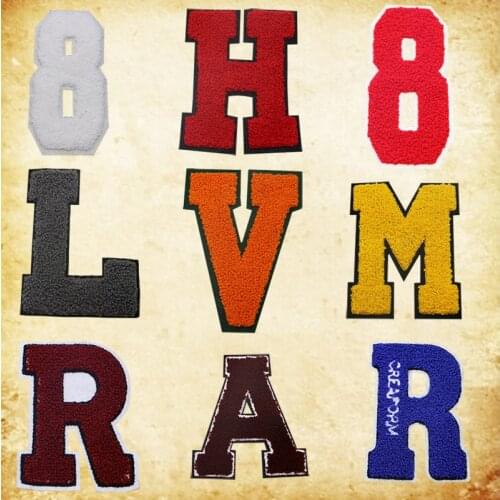 1pcs 3D towel chenille number English alphabet patch clothing embroidery Decal children women clothing name accessories Badge