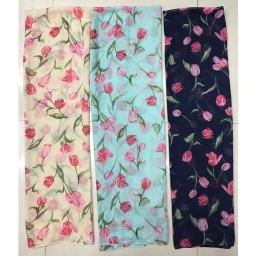 120pcs/lot new fashon spring tulip print scarf shawl pashmina/flower scarf