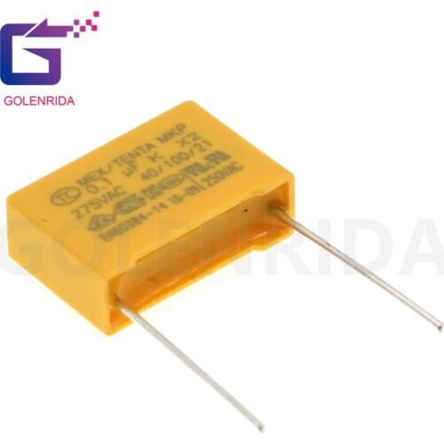 20pcs 100nF capacitor X2 capacitor 275VAC Pitch 15mm X2 Polypropylene film capacitor 275V 0.1uF 104K