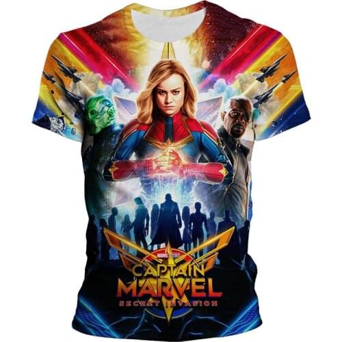 2021 Summer Fashion Women Clothes 3D Printed Captain Marvel Cool Children T-shirt Short Sleeve Harajuku Mens T Shirts
