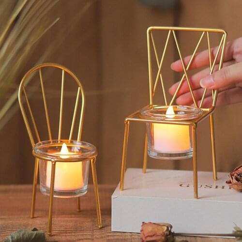 Metal Mini Tea Light Holder Chair Iron Candlestick Wedding Dining Table Candle Holder Home Party Decoration Ornament Crafts