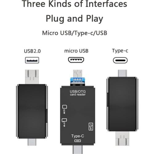 3 In 1 USB 2.0 TF/Mirco SD Smart Memory Card Reader SD Card Reader USB C Card Reader Type C OTG Flash Drive Cardreader Adapter