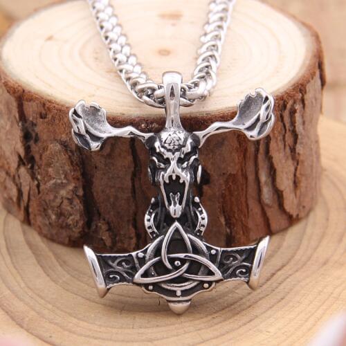 316 Stainless steel Viking deer Pendant Necklace with Rune Odin fit man gift