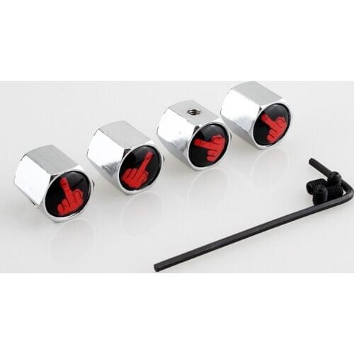 4X Car Styling Zinc Alloy Anti-theft Middle Finger Style Eyeball smiley Car Tire Valve Caps Wheel Tires Stem Air Cap Cover