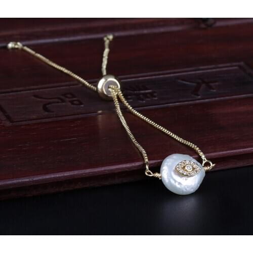 5pcs/lot white cz tiny evil eye sign charm freshwater pearl bead charms dainty link bracelet for women gift