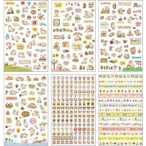 6 sheets/set Korea stationery Life Painting Diary stickers animal cute cats Decorative cartoon stickers child DIY toy
