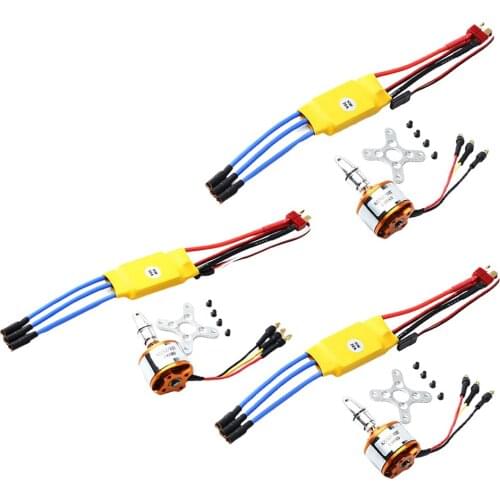 A2212 Brushless Motor 30A ESC Banana T Connector 3.5mm KV1000 / KV1400 / KV2000 for RC Flying Toy