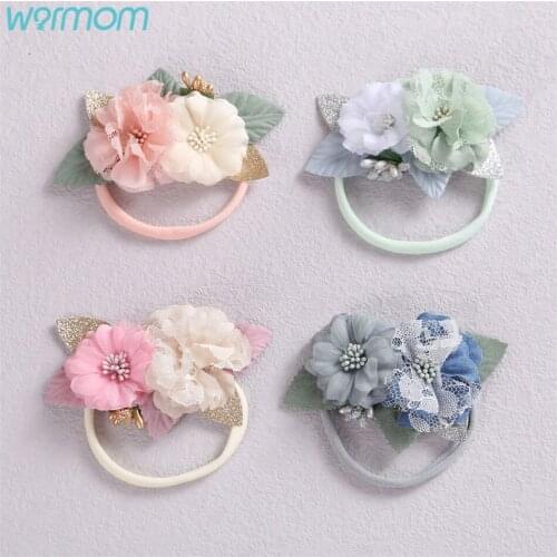 Warmom New Head Accessories Childrens Elastic Loop Rope Nylon Mini Rubber Band Cute Girls Head Flower For Kid Hair Accessories
