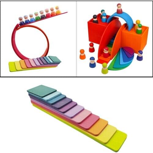 Baby Toys Wooden Rainbow Building Blocks Boards Boy Girls Creative Nesting Stacking Game Montessori Toy