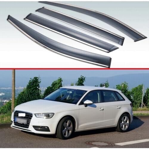 For Audi A3 Sportback 2013 2014 2015 2016 2017 2018 2019 Plastic Exterior Visor Vent Shades Window Sun Rain Guard Deflector 4pcs