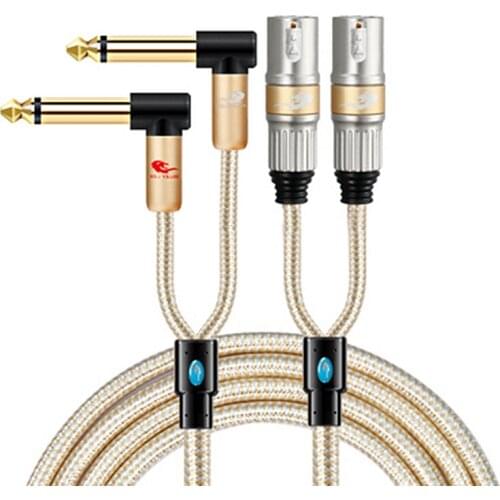 Dual 1/4'' TS Mono 6.35mm to 2 x XLR 3 Pin Male Audio Cable for Amplifier Speaker Mixing Console Stage Studio Shielded Cords