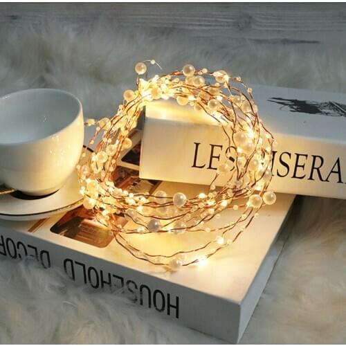 10m 100 Leds Bead String Lights Silver Gold Wire Fairy Lights Wedding Christmas Decoration for Home Noel Garland Battery Powered