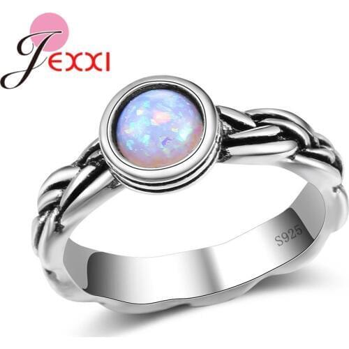 New Arrival Cool Women Men Party Engagement Jewelry 925 Sterling Silver Lace Finger Ring With AAA Round Opal Wholesale