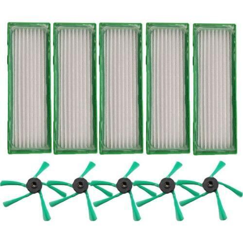 10 pieces/lot Vacuum Cleaner filter kits Replacement for Vorwerk VR-200 Cleaner accessories dust Parts 5 filters +5 side brush