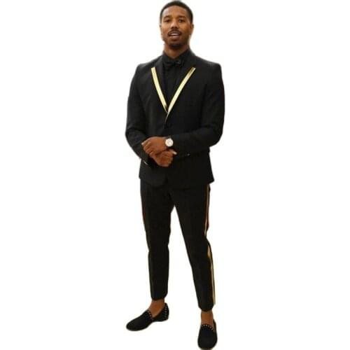 Handsome Black Groom Tuxedos Mens Toast Dress Business Suits Dinner Coat Trousers Sets Customize (Jacket+Pants+Tie) K:189