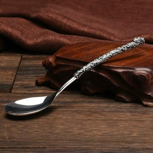 Spoon, silver spoon, pure handmade pure silver spoon. Pure silver tableware, weight 46g, silver purity 99.9