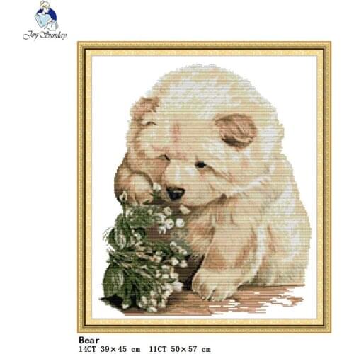 Cute bear counted and stamped cross stitch kit 11ct 14ct animal pattern cross stitch set DIY hand embroidery needlework crafts