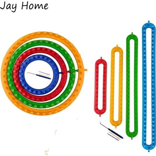 4 Size Knitting Loom Rectangular and Round Hand Knitting Knit Loom Sets DIY Scarf Hat Weaving Making Tools Sewing Tools
