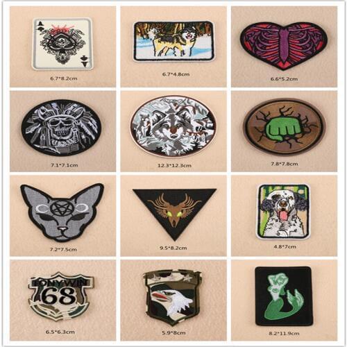 Iron On Patch UFO Girl DIY Clothes Embroidery Applique Ironing Clothing Sewing Supplies Decorative Badge Sew On camouflage Dog