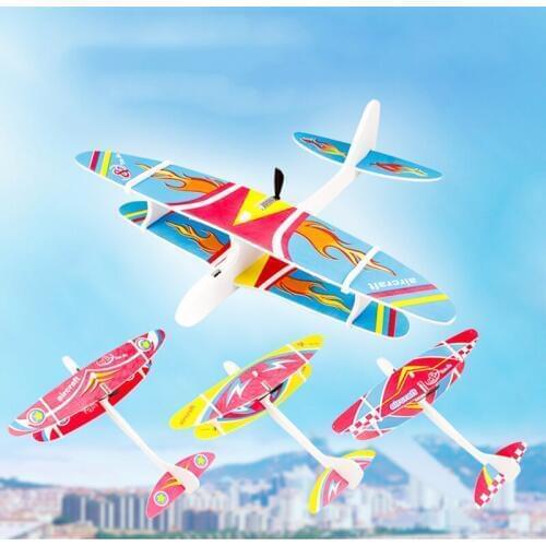 New outdoor hand throwing electric foam aircraft toys USB charging Light and resistant Festive childrens gift DIY Glider model