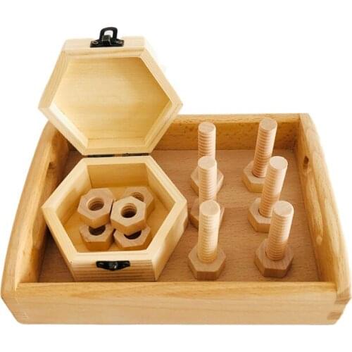 Montessori Wooden Toys Screw Bolt Set Practical Materials for Preliminary Exercises Early Education Kids Basic Skill Learning