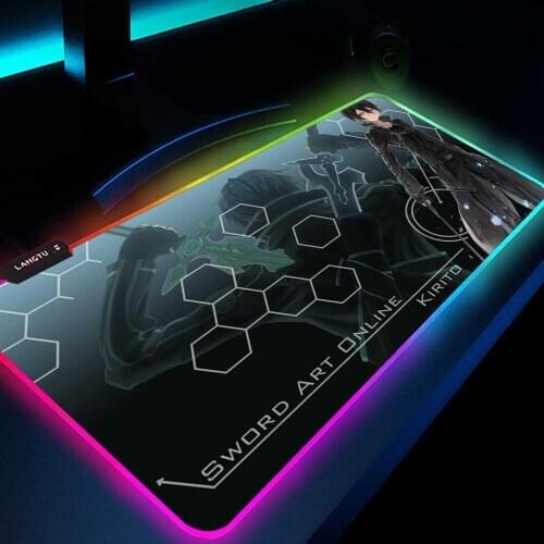 Sword Art Online Desk Pad Led Rugs Gaming Play Mat Mouse Pad Gamer Xl Gaming Mouspad Slipmat Rgb Mat for Mouse and Keyboard